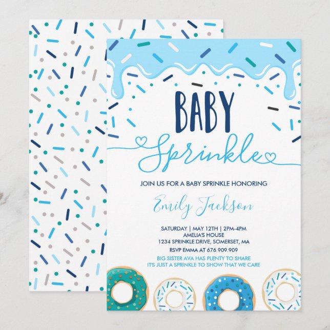 Donut Baby Sprinkle Invitation Sprinkled With Love (Front/Back)