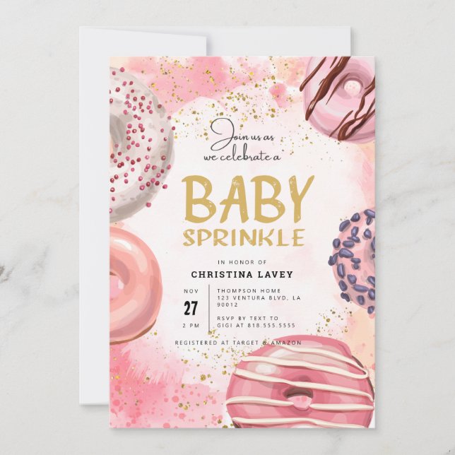 Donut BABY SPRINKLE party Invitation (Front)