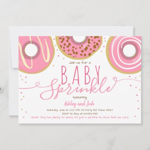 Donut Baby Sprinkle Pink Doughnut Girl Sprinkle Invitation