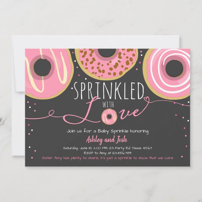 Donut Baby Sprinkle Pink Doughnut Girl Sprinkle Invitation (Front)