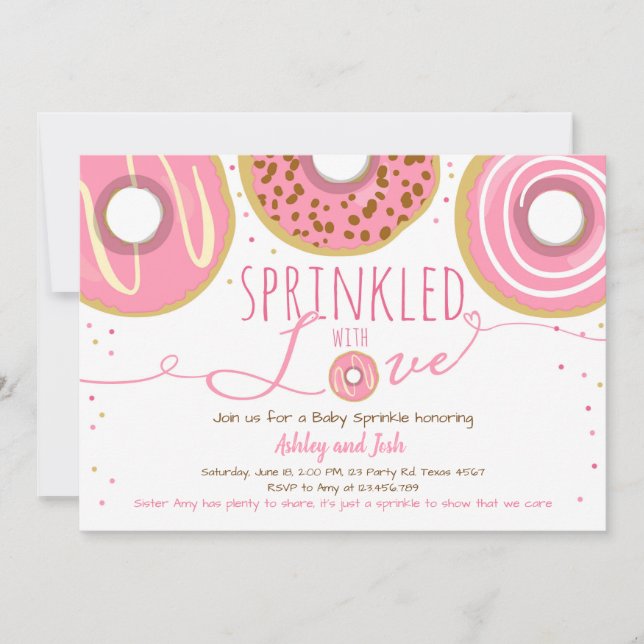 Donut Baby Sprinkle Pink Doughnut Girl Sprinkle Invitation (Front)