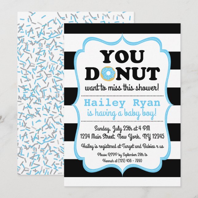 Donut Baby Sprinkle Shower Invitation (Front/Back)