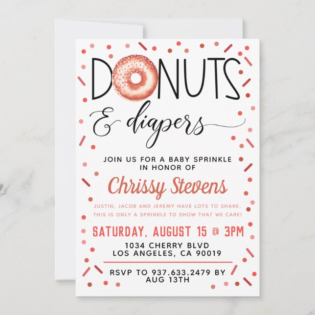 Donut Baby Sprinkle Shower Invitation (Front)