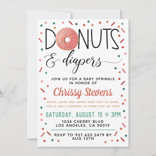 Donut Baby Sprinkle Shower Invitation (Front)