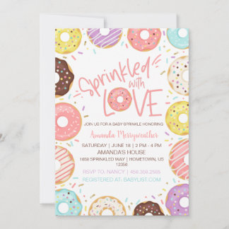 Donut Baby Sprinkle Sprinkled with Love Invitation