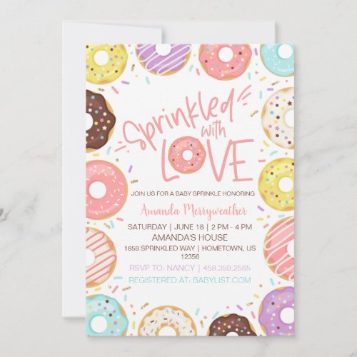 Donut Baby Sprinkle Sprinkled with Love Invitation