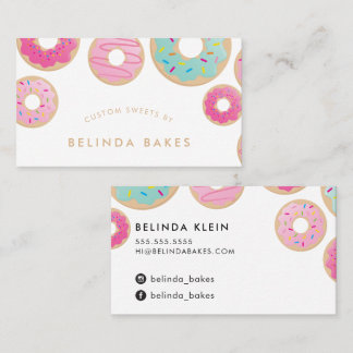 DONUT BAKER LOGO cute baking confection pink mint Business Card