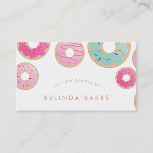 DONUT BAKER LOGO cute baking confection pink mint Business Card