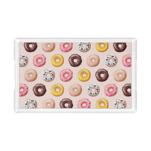 Donut Bakery Shop Pattern Acrylic Tray