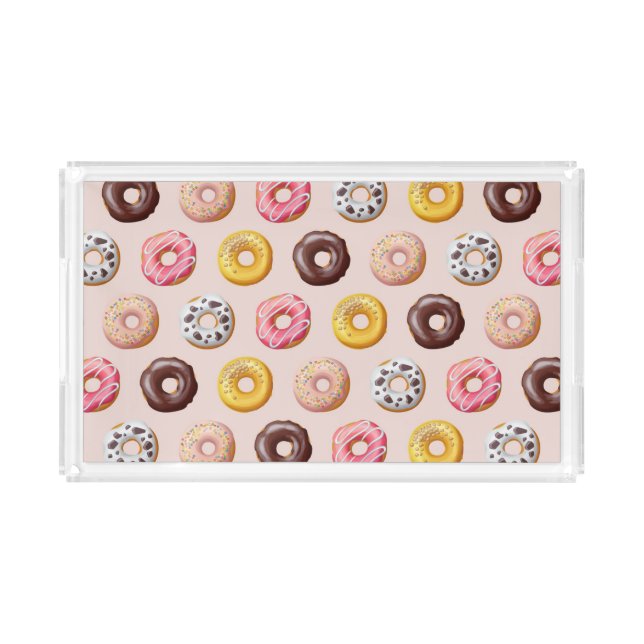 Donut Bakery Shop Pattern Acrylic Tray (Front)