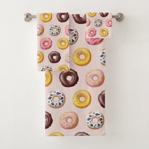 Donut Bakery Shop Pattern Bath Towel Set