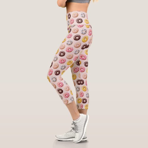 Donut Bakery Shop Pattern Capri Leggings