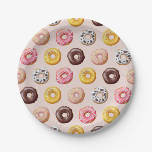 Donut Bakery Shop Pattern Paper Plates