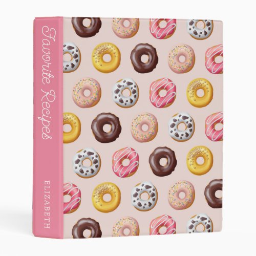 Donut Bakery Shop Pattern  Recipe Book Mini Binder