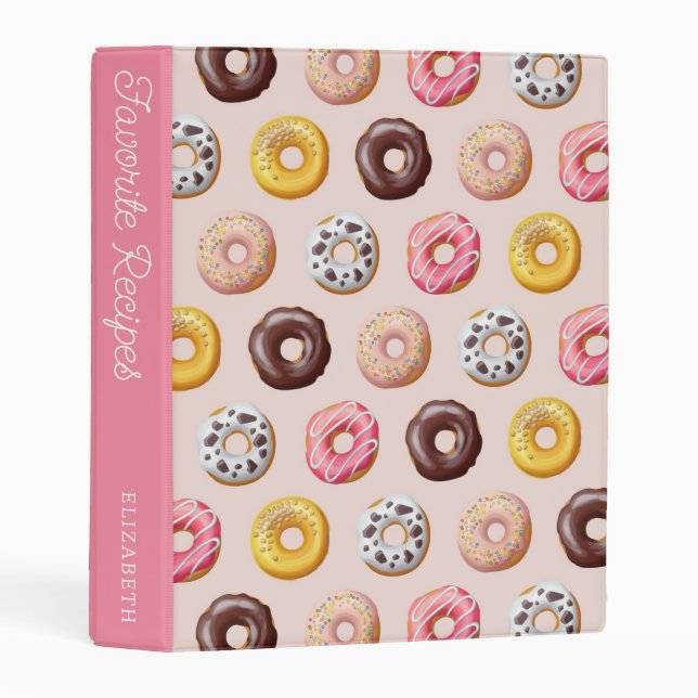 Donut Bakery Shop Pattern | Recipe Book Mini Binder (Front/Spine)