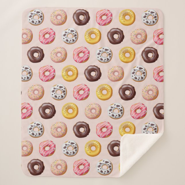 Donut Bakery Shop Pattern Sherpa Blanket (Front)