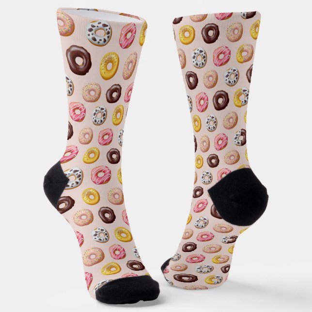 Donut Bakery Shop Pattern Socks (Angled)