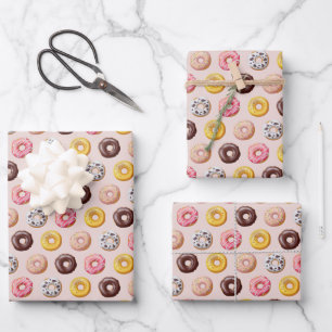 Donut Bakery Shop Pattern Wrapping Paper Sheets