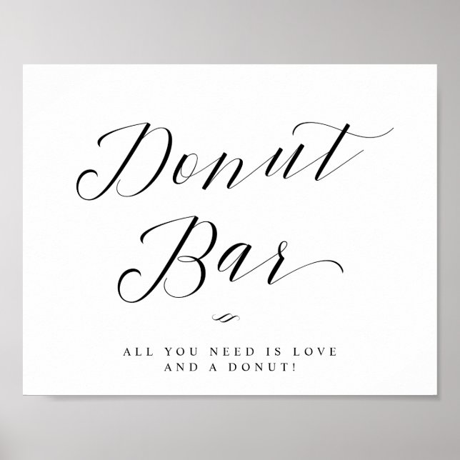 Donut Bar Chic Calligraphy Script Wedding Sign (Front)