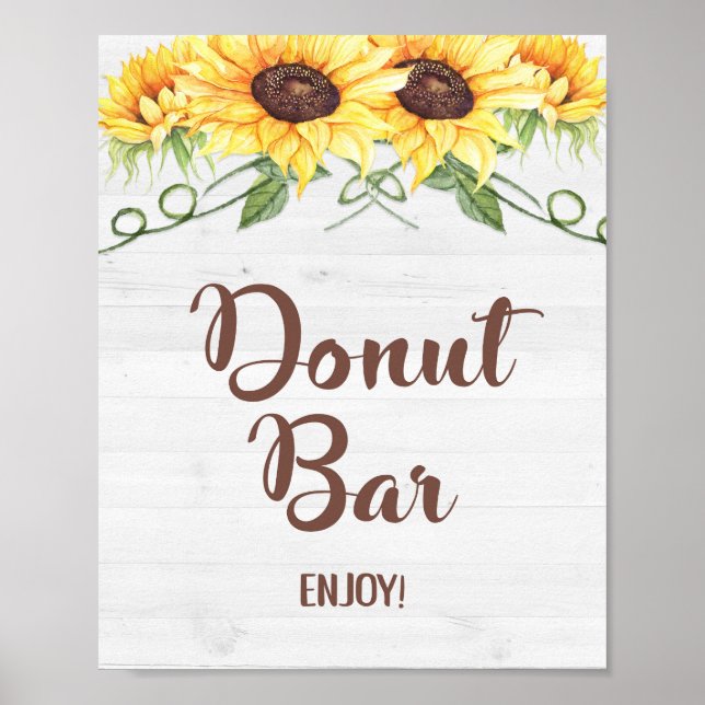 DONUT BAR Sunflower Shower or Party Sign (Front)