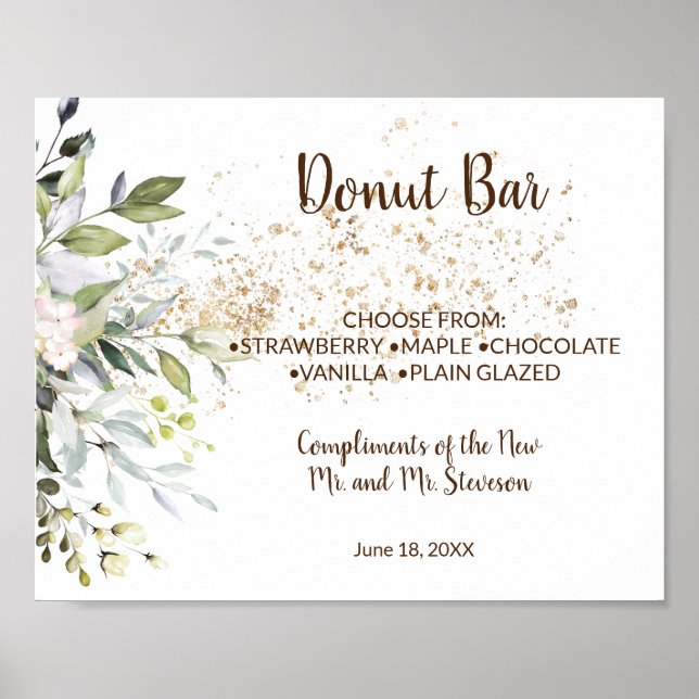 Donut Bar Sweets Table Wedding Herbal Sign (Front)