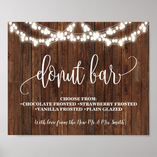 Donut Bar Western Bridal Wedding Party Sign (Front)