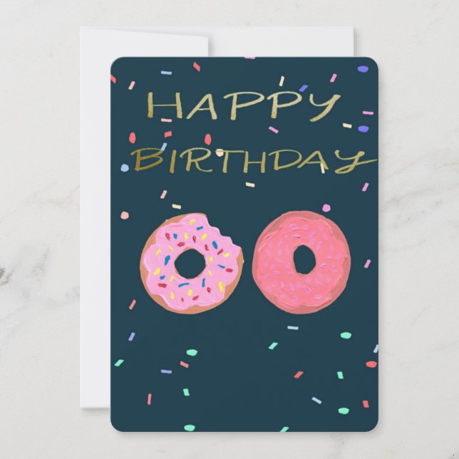 Donut Birthday Card. Invitation (Front)