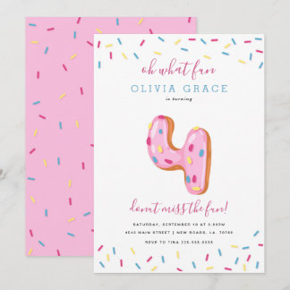Donut Birthday Celebration | Four Invitation
