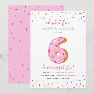 Donut Birthday Celebration | Six Invitation