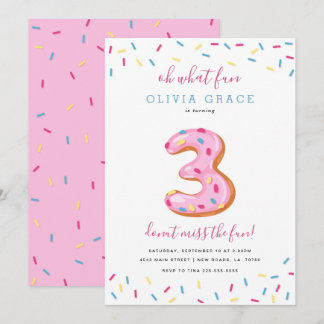 Donut Birthday Celebration | Three Invitation
