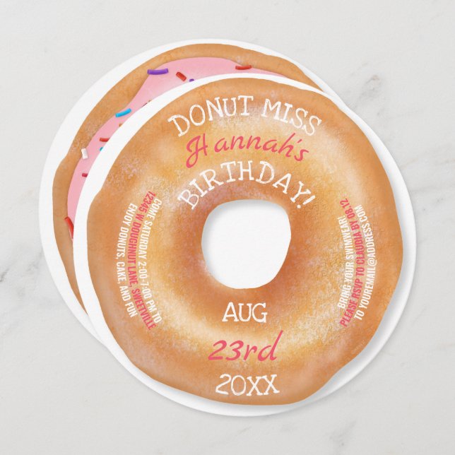 Donut Birthday | Cute Frosting Sprinkles Doughnut Invitation (Front/Back)