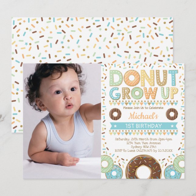 Donut Birthday Donut Party Sprinkles Invitation (Front/Back)