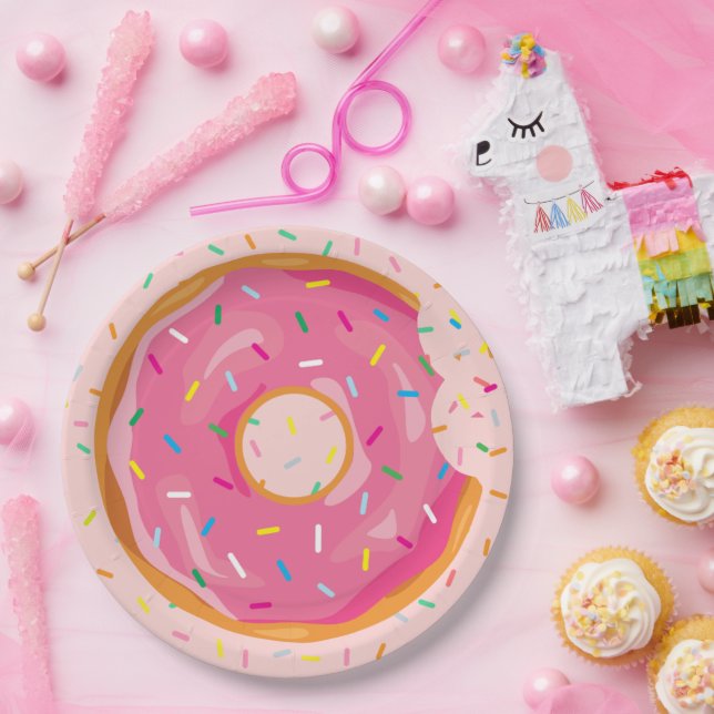 Donut Birthday Donut with sprinkles birthday Paper Plates (Party)
