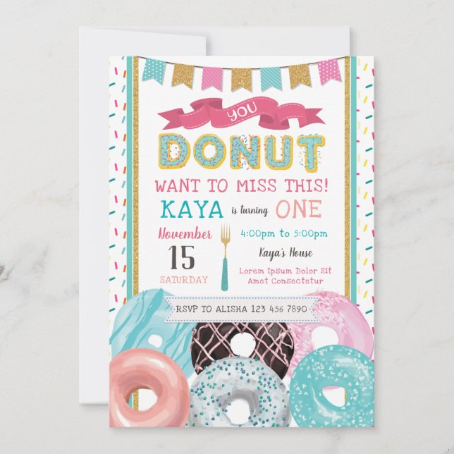 Donut Birthday Invitation (Front)