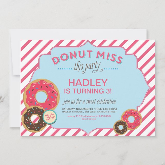 Donut Birthday Invitation (Front)