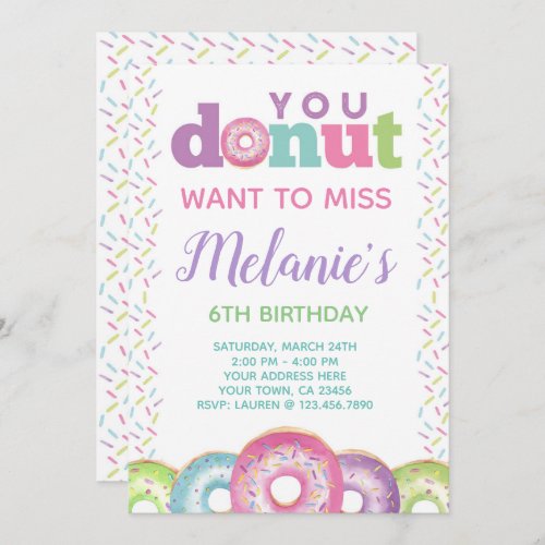 Donut Birthday Invitation