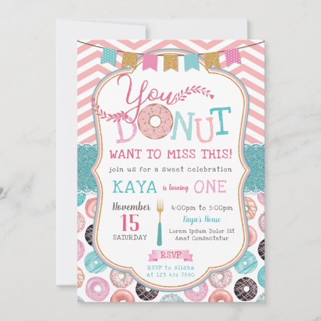Donut Birthday Invitation (Front)