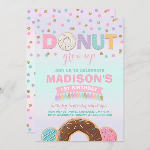 Donut Birthday Invitation Donut Grow Up Party