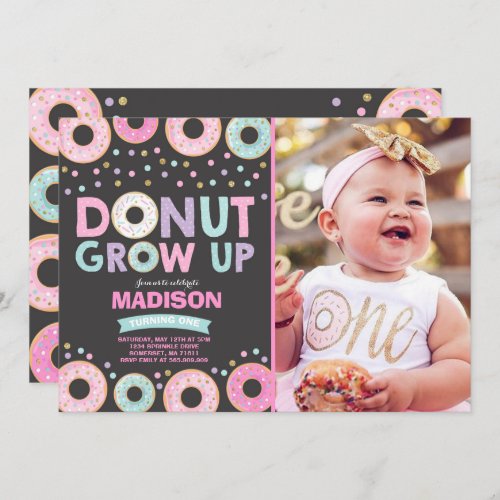 Donut Birthday Invitation Donut Grow Up Party