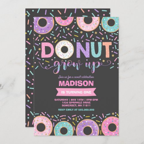 Donut Birthday Invitation Donut Grow Up Party