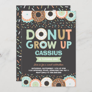 Donut Birthday Invitation Donut Grow Up Party
