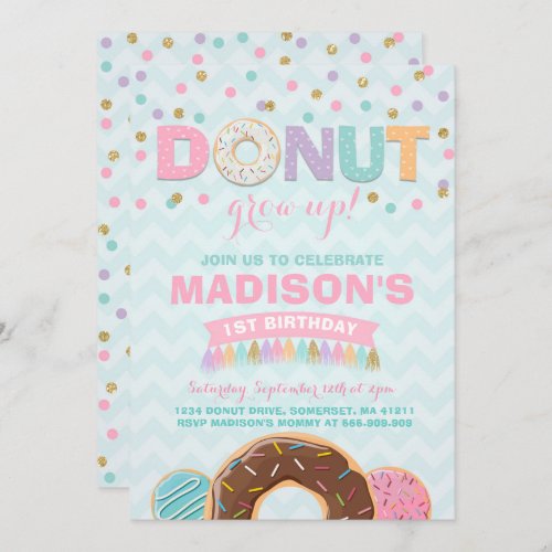 Donut Birthday Invitation Donut Grow Up Party