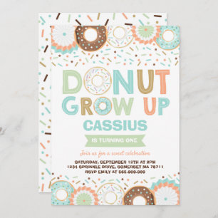 Donut Birthday Invitation Donut Grow Up Party