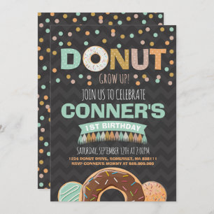 Donut Birthday Invitation Donut Grow Up Party