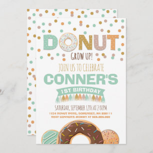 Donut Birthday Invitation Donut Grow Up Party