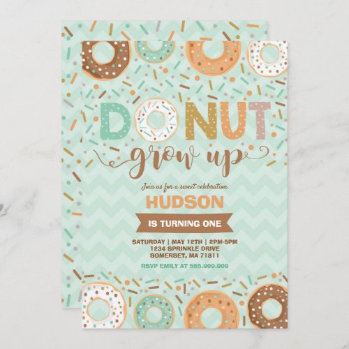 Donut Birthday Invitation Donut Grow Up Party