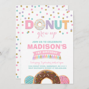 Donut Birthday Invitation Donut Grow Up Party