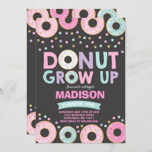 Donut Birthday Invitation Donut Grow Up Party