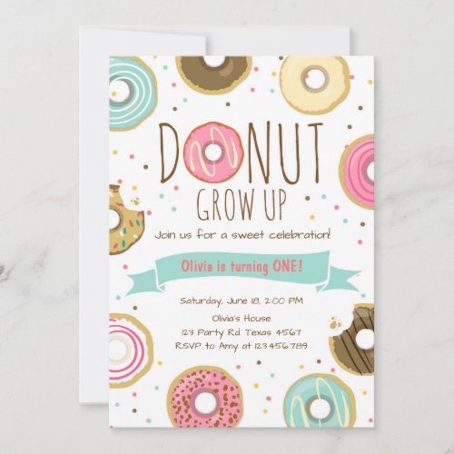 Donut Birthday Invitation Donut grow up party