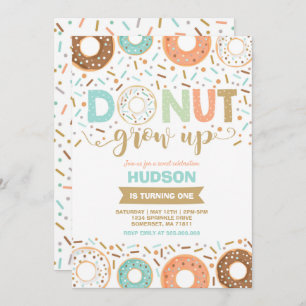 Donut Birthday Invitation Donut Grow Up Party